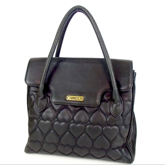 Moschino Handbags - AUTH MOSCHINO Heart Leather Handbag Tote Shoulder Bag